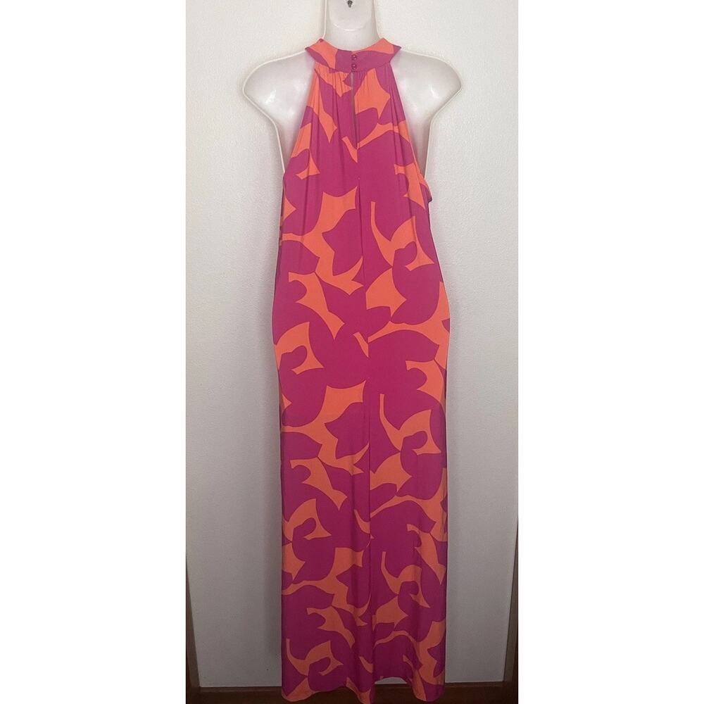 Bar III Halter Maxi Dress Women’s Sz Medium Pink Orange Stretch NWT - Picture 5 of 9